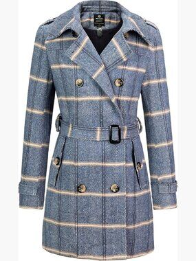 Double-Breasted Pea Coat Mid-Long Trench with Belt